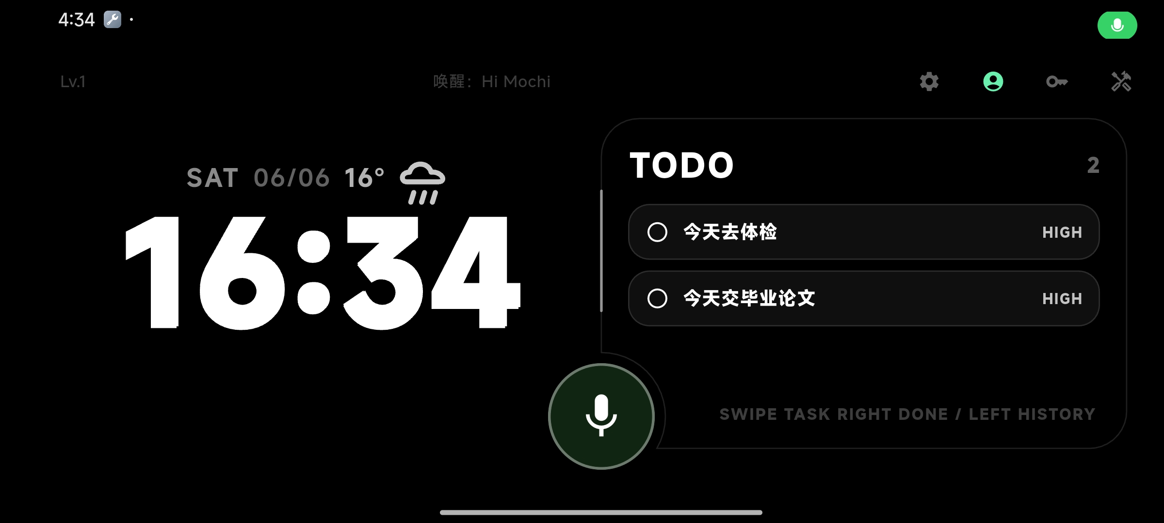 Clock with today's TODO board